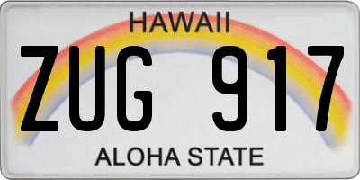 HI license plate ZUG917