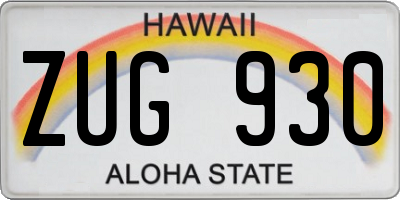 HI license plate ZUG930