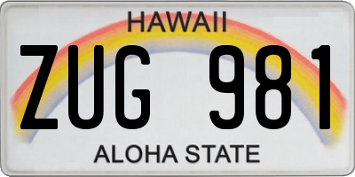 HI license plate ZUG981