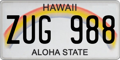 HI license plate ZUG988