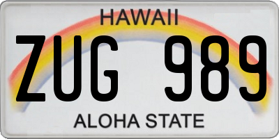 HI license plate ZUG989
