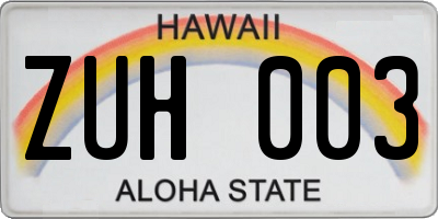 HI license plate ZUH003
