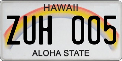 HI license plate ZUH005