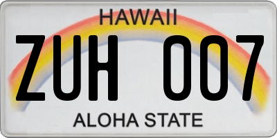 HI license plate ZUH007