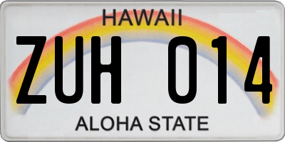 HI license plate ZUH014
