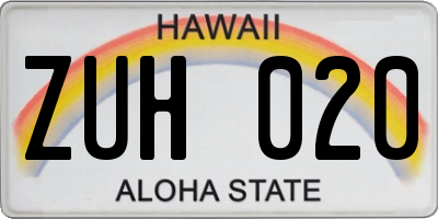 HI license plate ZUH020