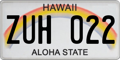 HI license plate ZUH022