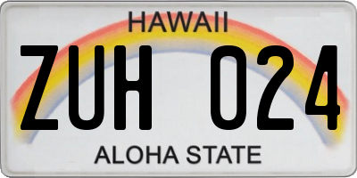 HI license plate ZUH024