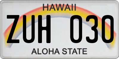 HI license plate ZUH030