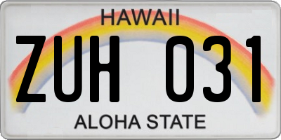 HI license plate ZUH031