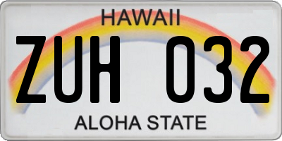 HI license plate ZUH032