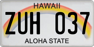 HI license plate ZUH037