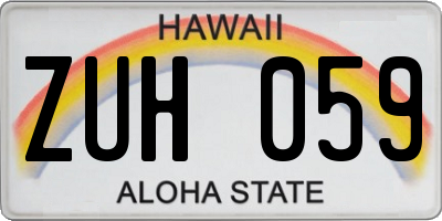 HI license plate ZUH059