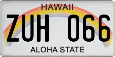 HI license plate ZUH066