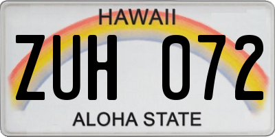 HI license plate ZUH072