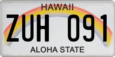 HI license plate ZUH091
