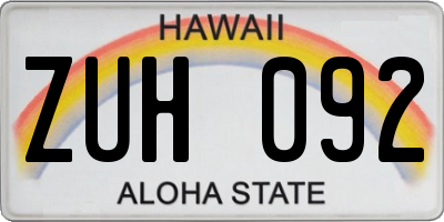 HI license plate ZUH092