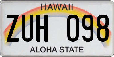 HI license plate ZUH098