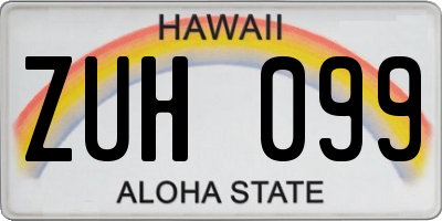 HI license plate ZUH099