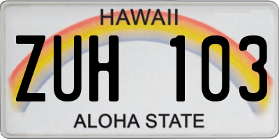 HI license plate ZUH103