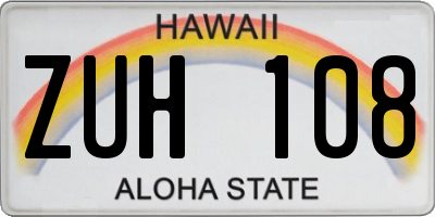 HI license plate ZUH108