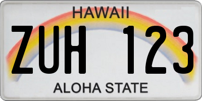 HI license plate ZUH123