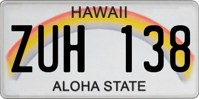 HI license plate ZUH138