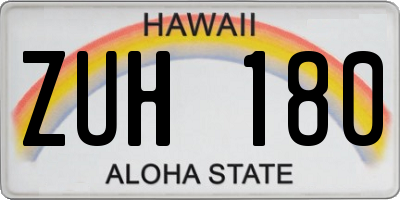 HI license plate ZUH180