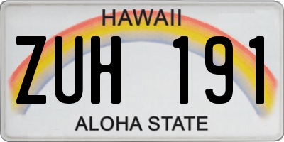 HI license plate ZUH191