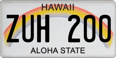 HI license plate ZUH200
