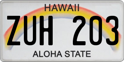 HI license plate ZUH203