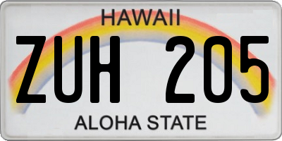 HI license plate ZUH205