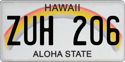 HI license plate ZUH206