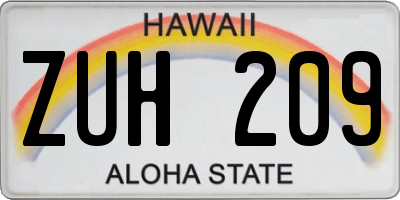HI license plate ZUH209