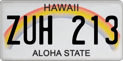 HI license plate ZUH213