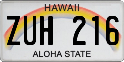 HI license plate ZUH216