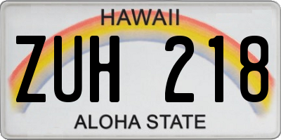 HI license plate ZUH218