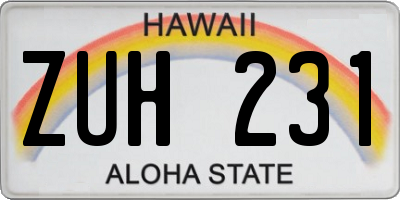 HI license plate ZUH231