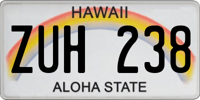HI license plate ZUH238