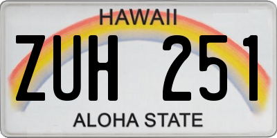 HI license plate ZUH251