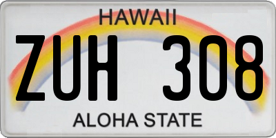 HI license plate ZUH308