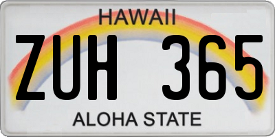 HI license plate ZUH365