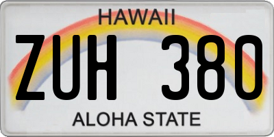 HI license plate ZUH380