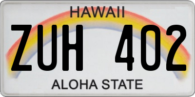 HI license plate ZUH402