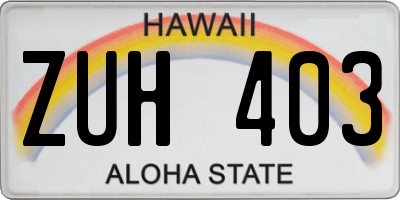 HI license plate ZUH403