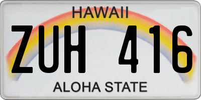 HI license plate ZUH416