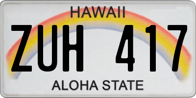 HI license plate ZUH417