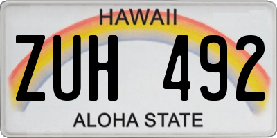 HI license plate ZUH492