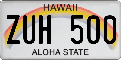HI license plate ZUH500
