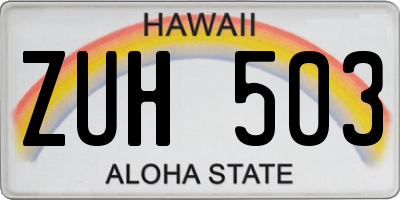 HI license plate ZUH503